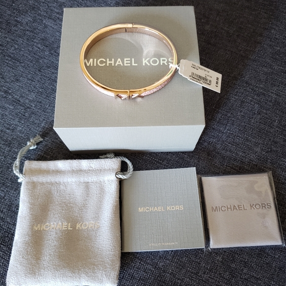 Michael Kors Rose Gold-Tone Logo Thin Bangle - Picture 13 of 13